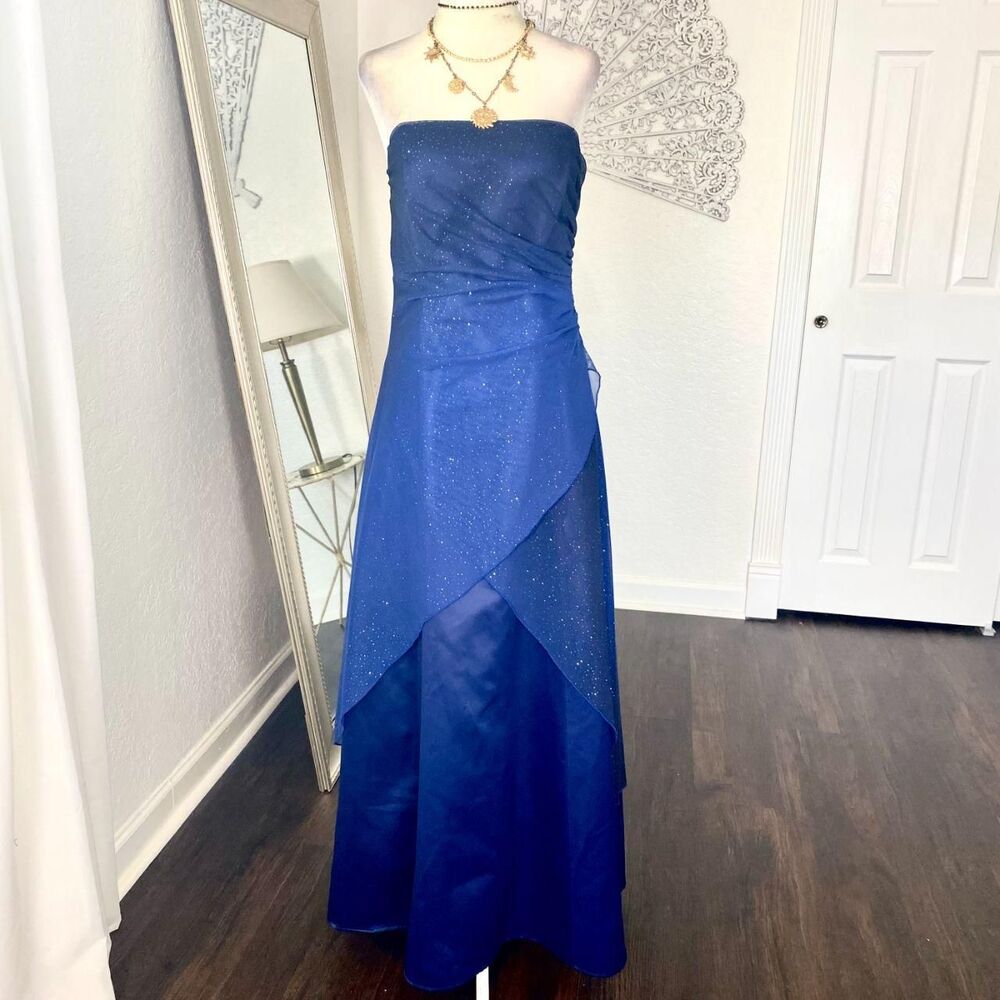Jump Early 2000's Made in USA Celestial Glitter Split Front Tulle Prom Dress L